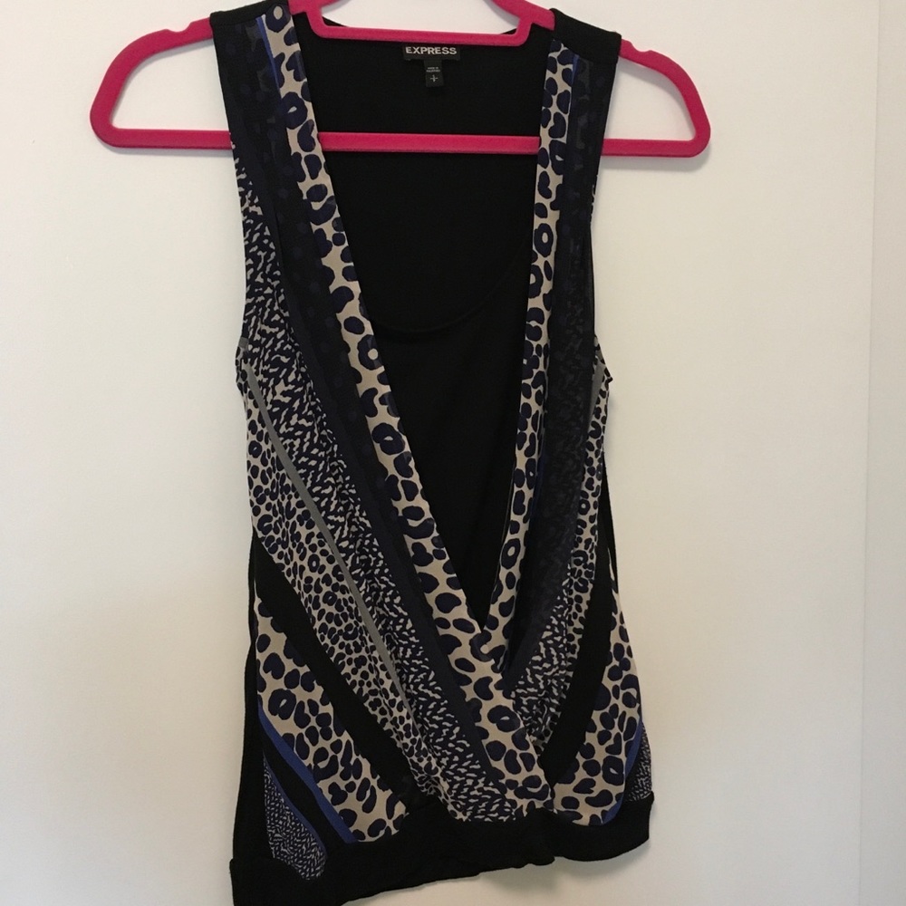 Express Black Tank with Blue & Tan Overlay